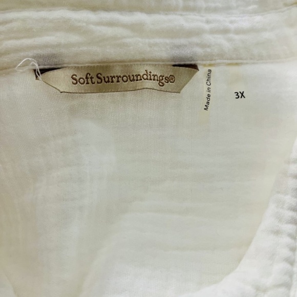 Soft Surroundings Soft Gauze 100% Cotton Plus Size Blouse Women's Size 3X - Picture 4 of 5